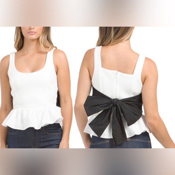 Endless Rose Tops - Endless Rose White and Black Bow Tank Top